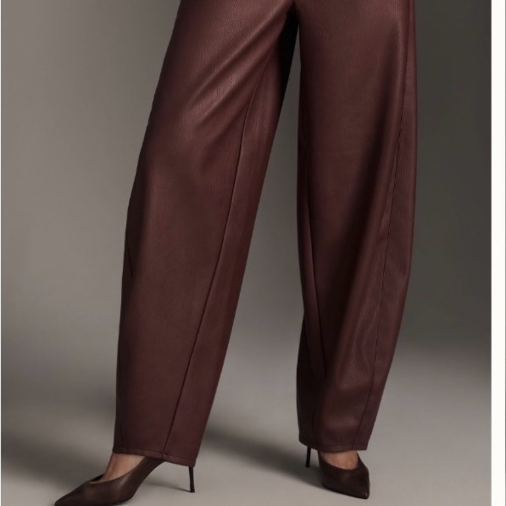 Pilcro Wide-Leg Faux Leather Pants in Ox Blood - Picture 3 of 7